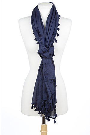 Tiny Yarn Tassel Edged Vintage Scarf 5IAD